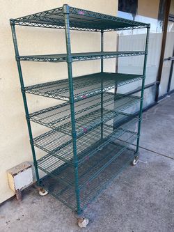 Green Epoxy Wire Shelving Rack on Wheels