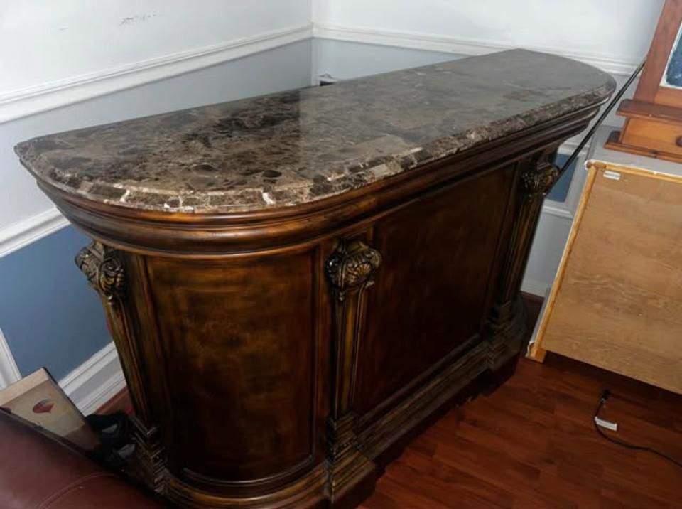Marble Top Wooden Bar