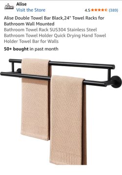 A Double Towel Bar Black,24" Towel Racks for Bathroom Wall Mounted