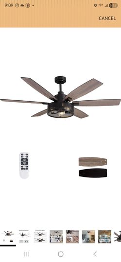 LuminFan 60 Inch Ceiling Fans with Lights and Remote Control, Farmhouse Ceiling Fan for Bedroom Living Room and Patio, Black Caged Ceiling Fan for Ind
