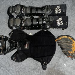 Diamond Catchers chest plate and Rawling leg covers with helmet and glove