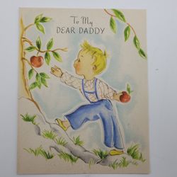 Vintage Fathers Day Card 1940s 50s Unused Dear Daddy 