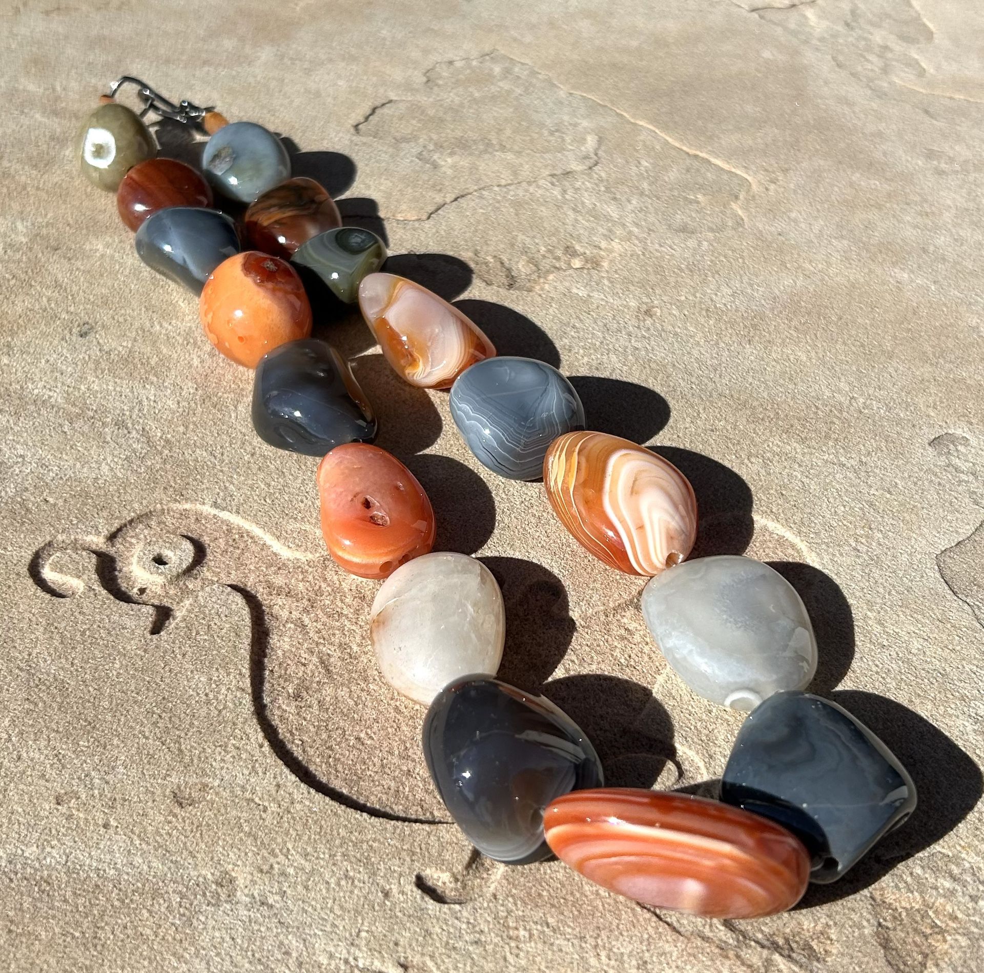 Sterling silver handcrafted Natural Agate gemstone necklace