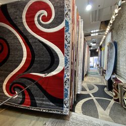 8x10 Area Rugs Carpet Rugs Modern Desgin Thick Colors Red Black White 