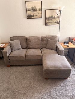 Gray Fabric Sectional Sofa with Chaise