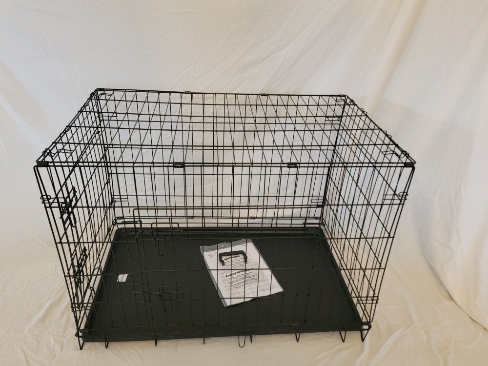 New IN Box! L'xl Dog Crate 2 Doors With Tray Up To 70lbs Folding Puppy Dog Kennel Animal Cage Add A Bed For $15