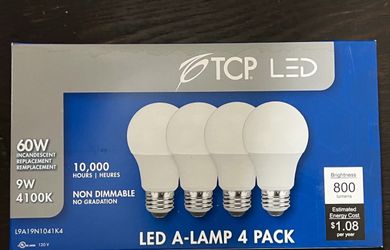 LED Light Bulbs 4 Pack – 60W Equivalent 4100K Bright White (Multiple Available)