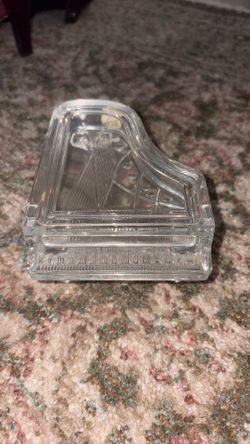 Vintage Cristal D' Argues France 24%Lead Crystal Grand Piano Trinket Box Antique