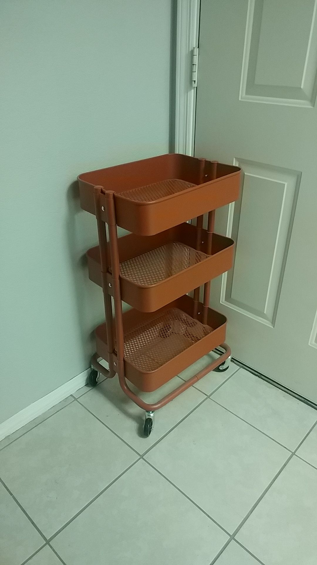 Ikea raskog utility cart - rust/burnt orange brown - end table