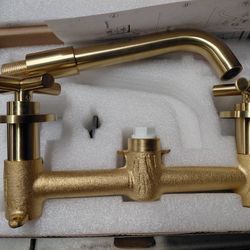 B1905-bg Wall Mount Bathroom Faucet In Brushed Gold, Few Available 