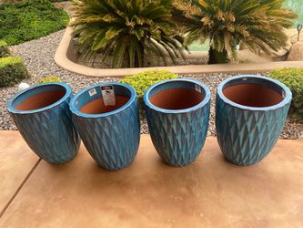 Blue ceramic planters