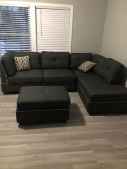 Sectional with ottoman available for immediate delivery