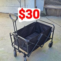 Folding Wagon / Cart with Adjustable Handle and Cup Holder, Gift Packaging Suitable for Camping, Beach Trips, Family Picnics, Gardening, and More