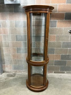 VERY RARE Mahogany Curved Glass Curio by "Gordons Furniture"!
