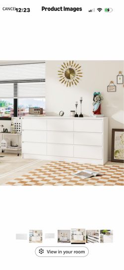 White 9 drawer dresser