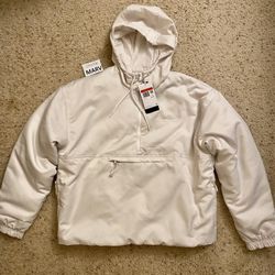 New Nike Solo Swoosh Satin Anorak Jacket White Men’s size Large