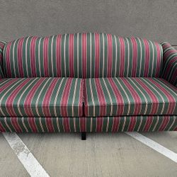 Thomasville Vintage Sofa Red And Green Strepes 