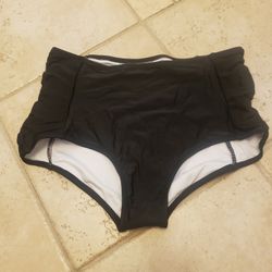 High waist black bikini bottoms New