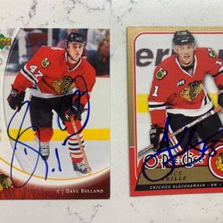 Two (2) Blackhawks TTM Auto Cards - Skille & Bolland