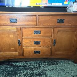 Wood Table With Drawers And China cabinet (not shown)