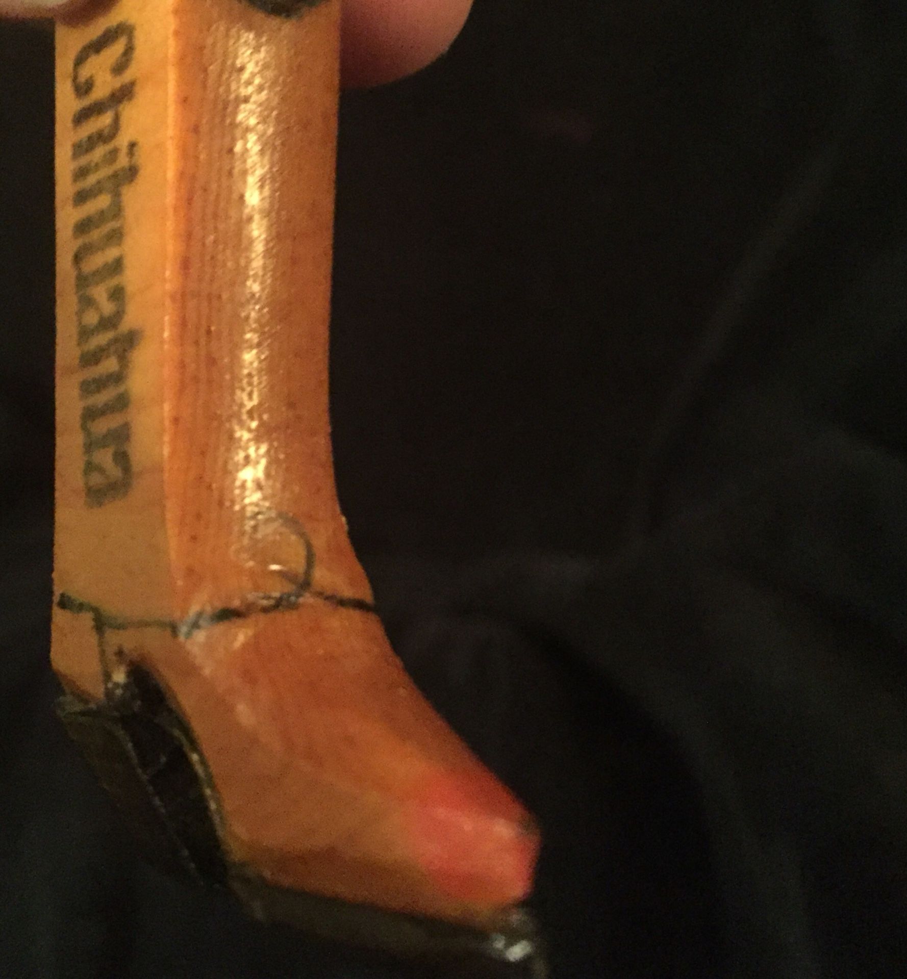 Chihuahua keychain boot wood