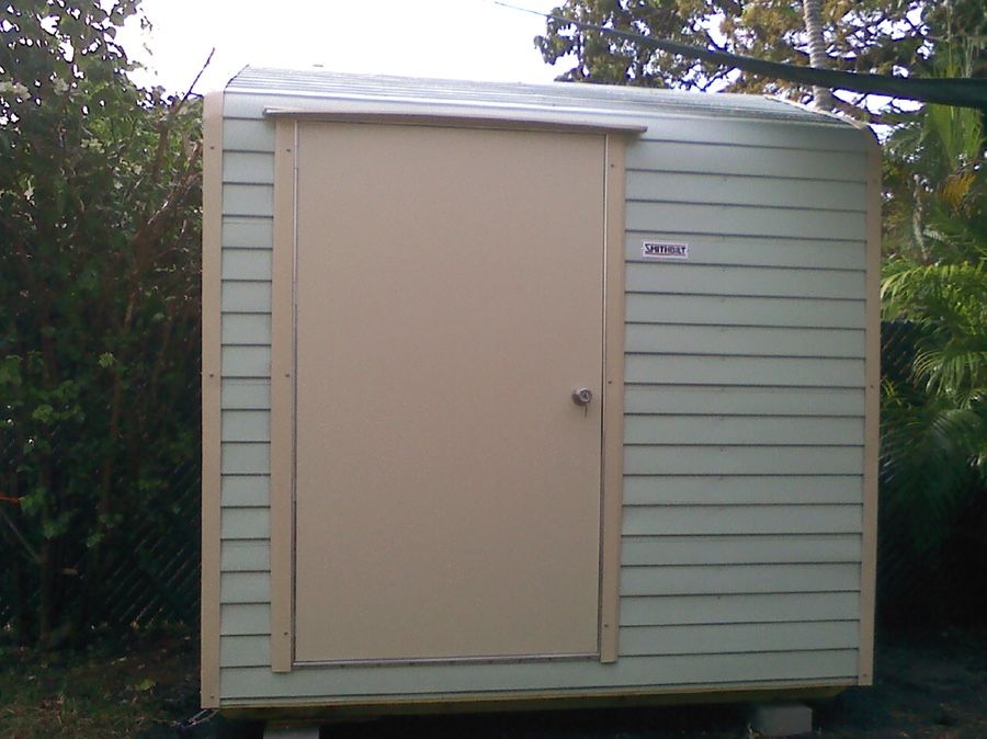 Aluminum 6x8’ storage shed by Smithbuilt.