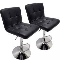 Set of 2 Bar Stools Swivel Adjustable Bar Chair Modern PU Leather Pub Bar Chairs - Black and White available 