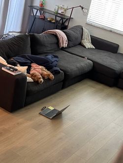 Huge Sectional Couch with ottomon - Charcoal Color Only 2 Years Old In Mint Condition
