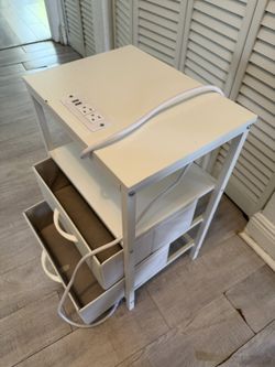 Storage Cart with USB & Power Outlet – White