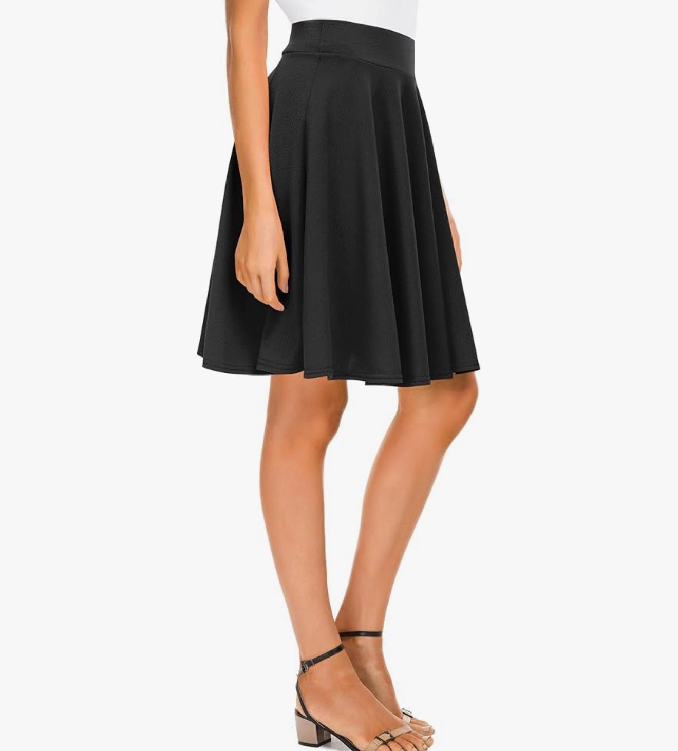 Urban CoCo Women's Midi Skirt Stretchy Flared Casual High Waisted Skirt Size L