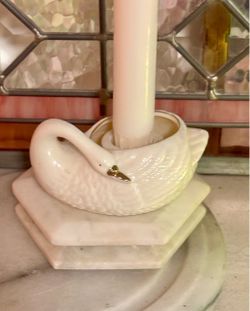 White Porcelain Swan Candle Holder