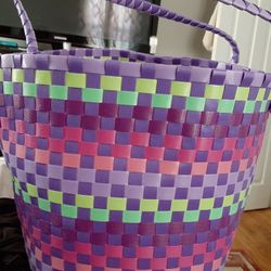 Pretty Spring/Summer Woven Tote/ Shopping Bag/Carryall/ Yarn Bag, Etc..