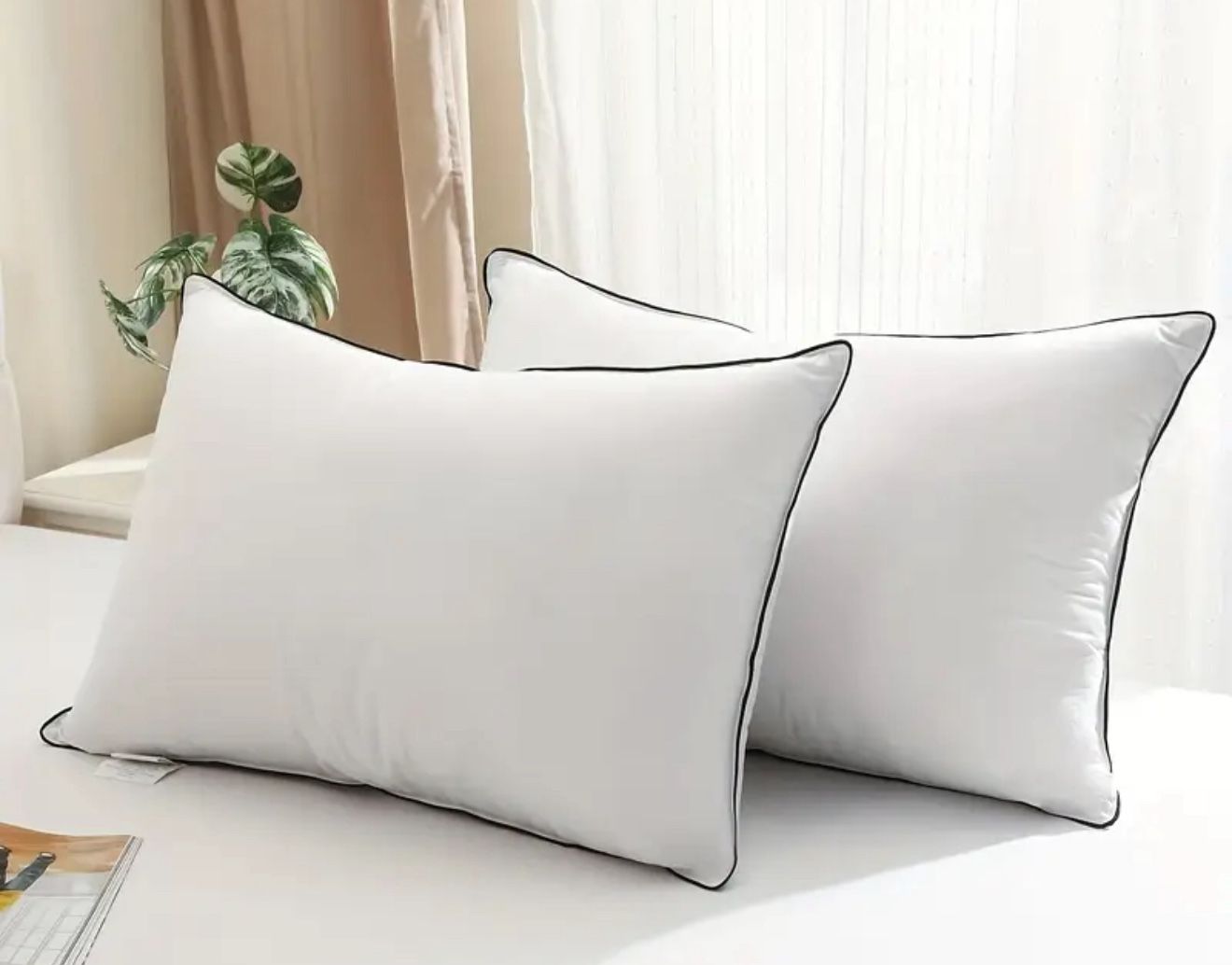 SET OF TWO Hotel Style Microfiber Down-Alternative Queen Size Pillows - NEW & UNOPENED