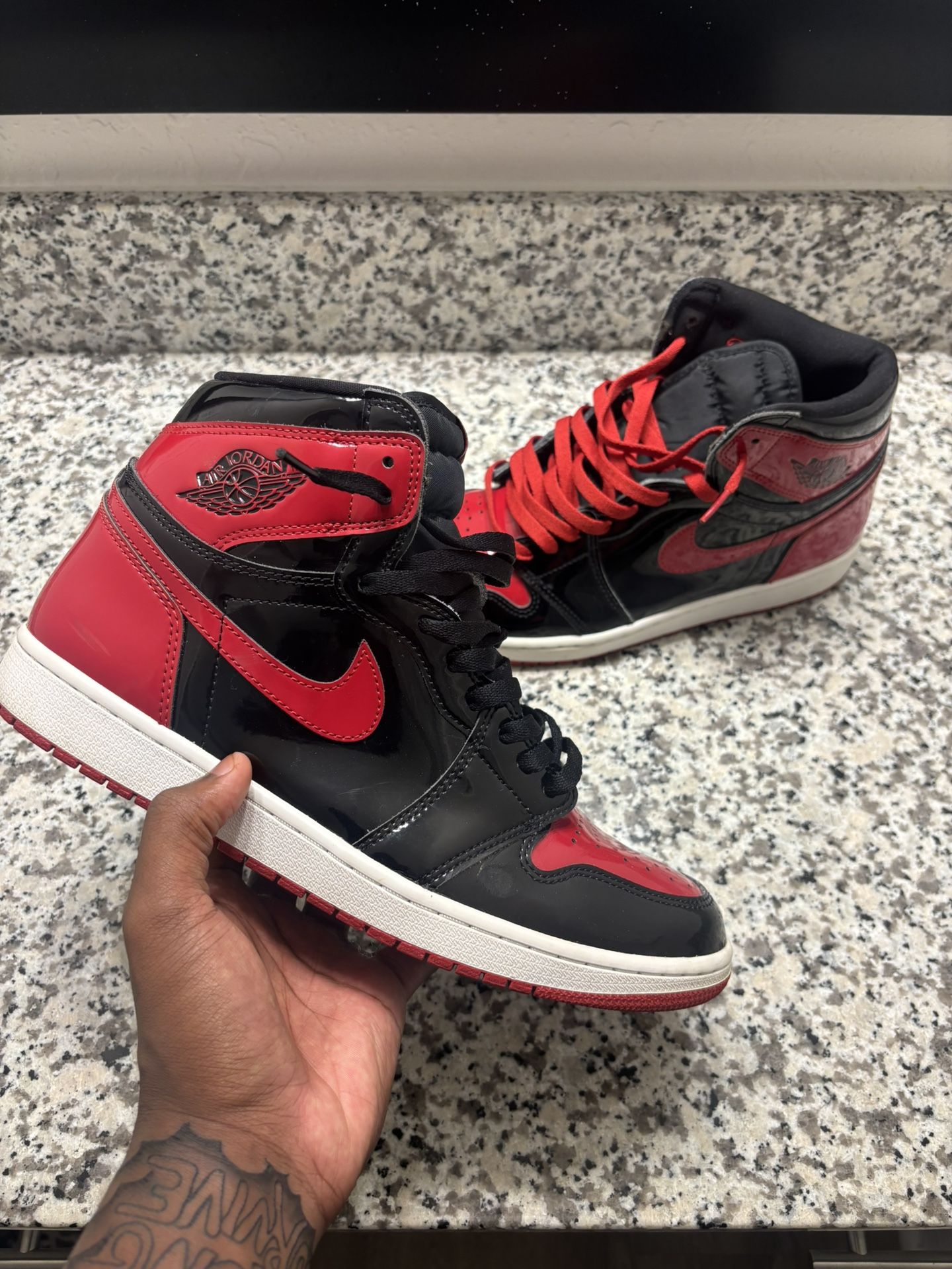 Jordan 1 High OG Patent Bred (2021) - Size 12 | 8/10 Condition (No Box) | ✅📲