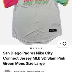 San Diego Padres Nike City Connect Jersey MLB SD Slam Pink Green Mens Size Large