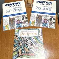 3 Dental-Themed Coloring Books w/Perforated Pages + 2 Sets Colored Pencils