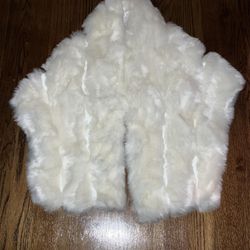 White/ivory Fuzzy Stole/wrap- One Size Fits All