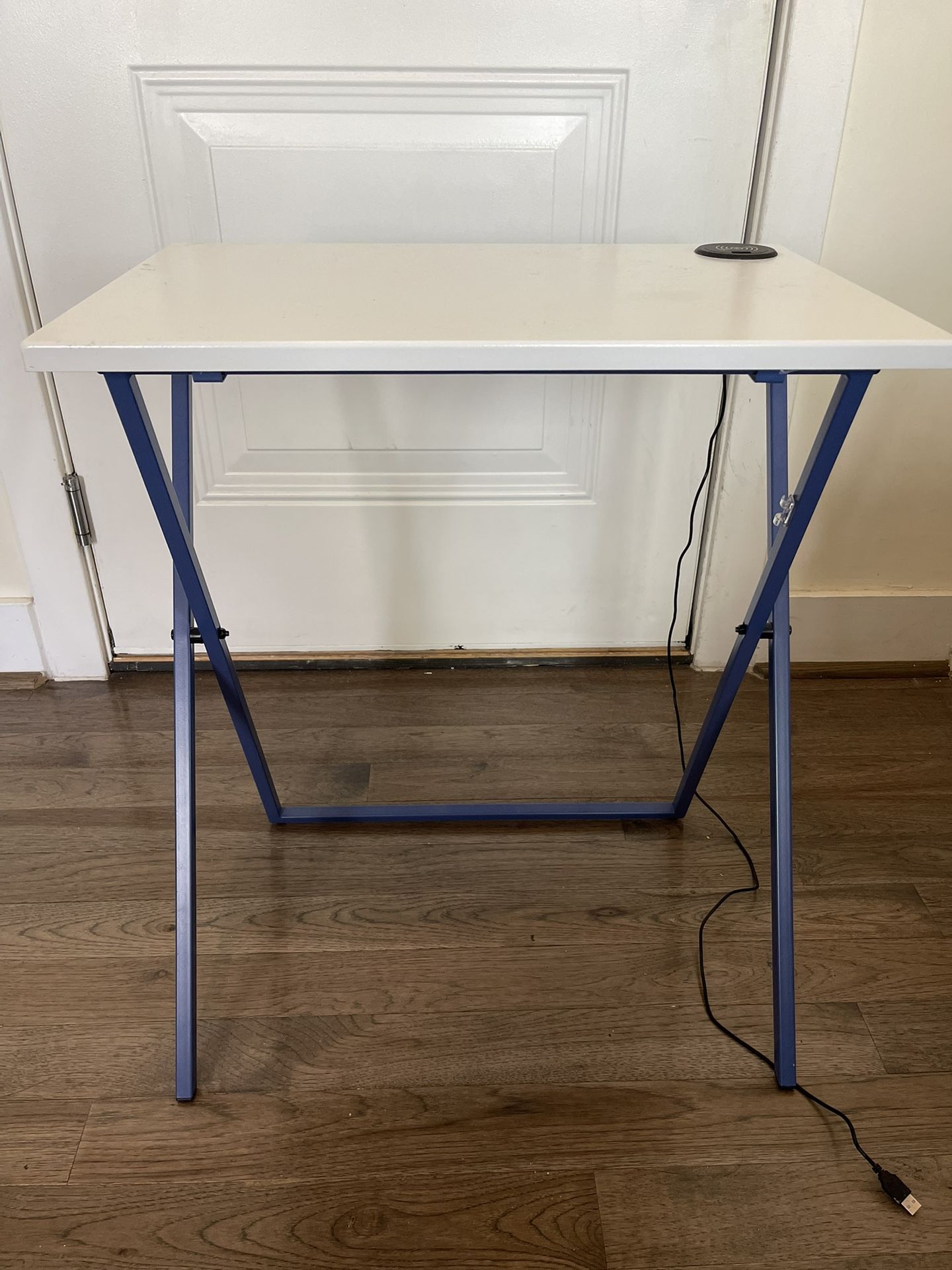 Folding Table- White With Blue Legs (Great Condition)