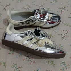 Adidas Silver Lace Flats