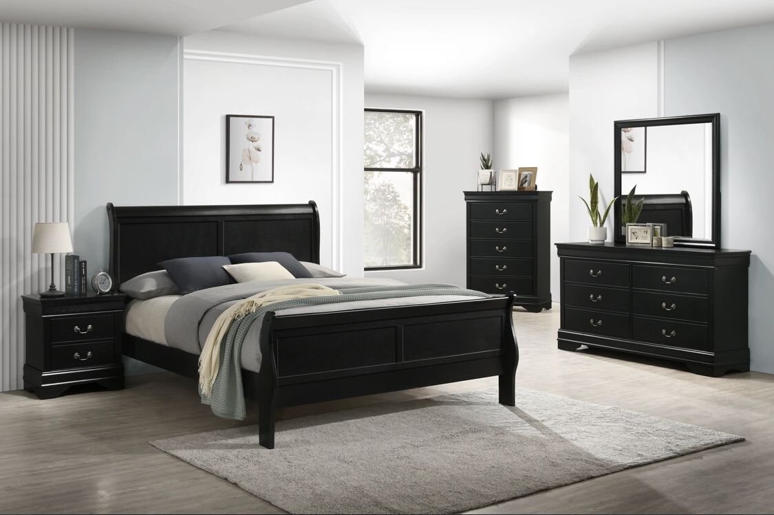 Queen Austin Sleigh Bedroom Set In Black Available Today For 