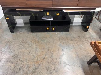 Black 86IN LED TV Stand for 90/100 inch TV, High Glossy Modern Entertainment Center with Drawer and Led Lights, Television Table Media Console