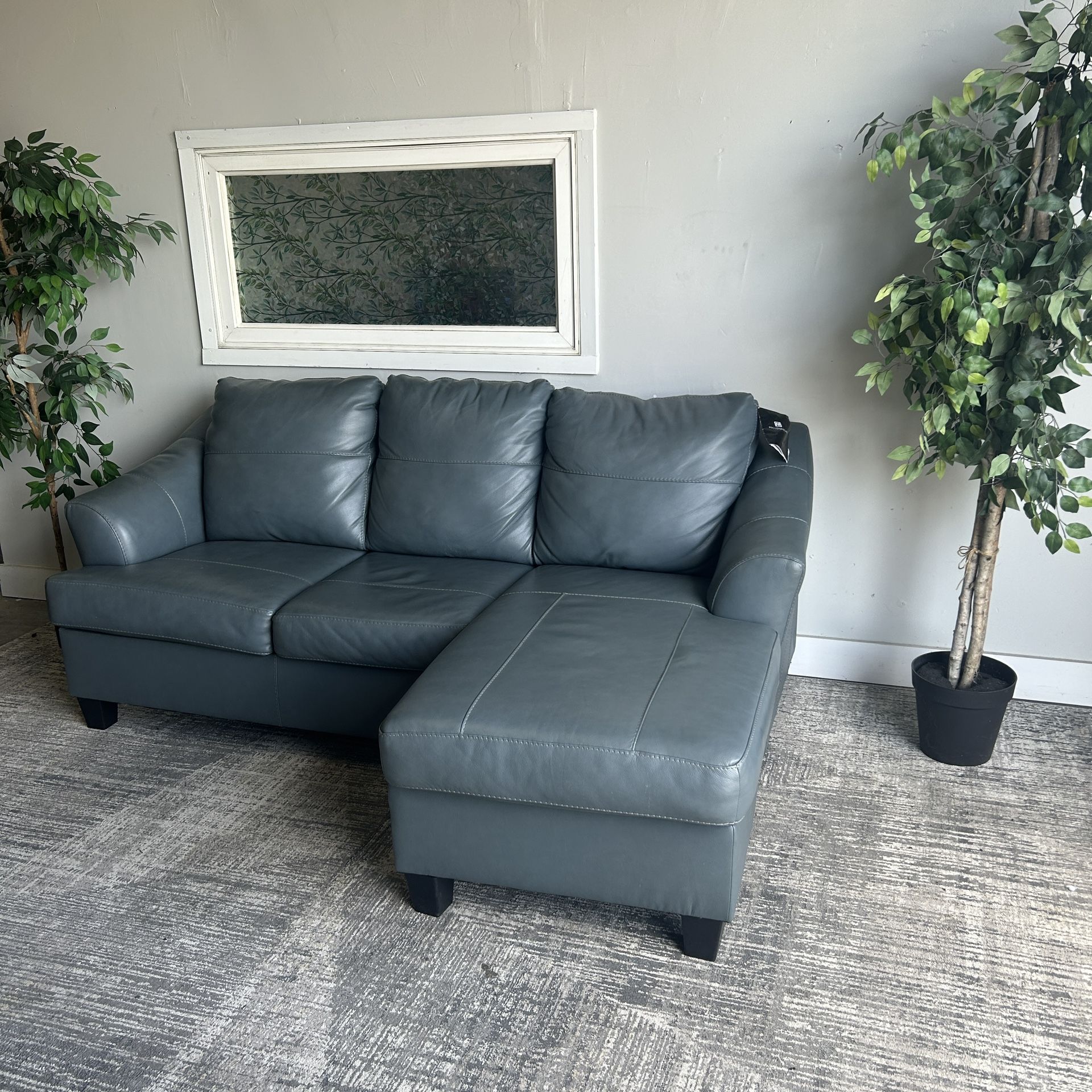 Genoa Leather Sofa Chaise - Free Delivery
