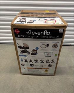 Evenflo Shyft Intuiti+ Travel System with Revolve180 LiteMax NXT Infant Car Seat - Champagne