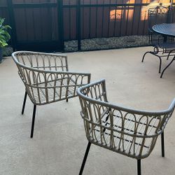 Patio Armchairs Metal With Caning On Top In Excellent Condition $20 Apiece Or Both For 30