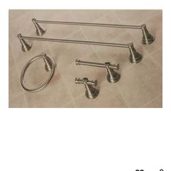 5pc Towel/Toilet Paper Holder- Satin Nickel Finish