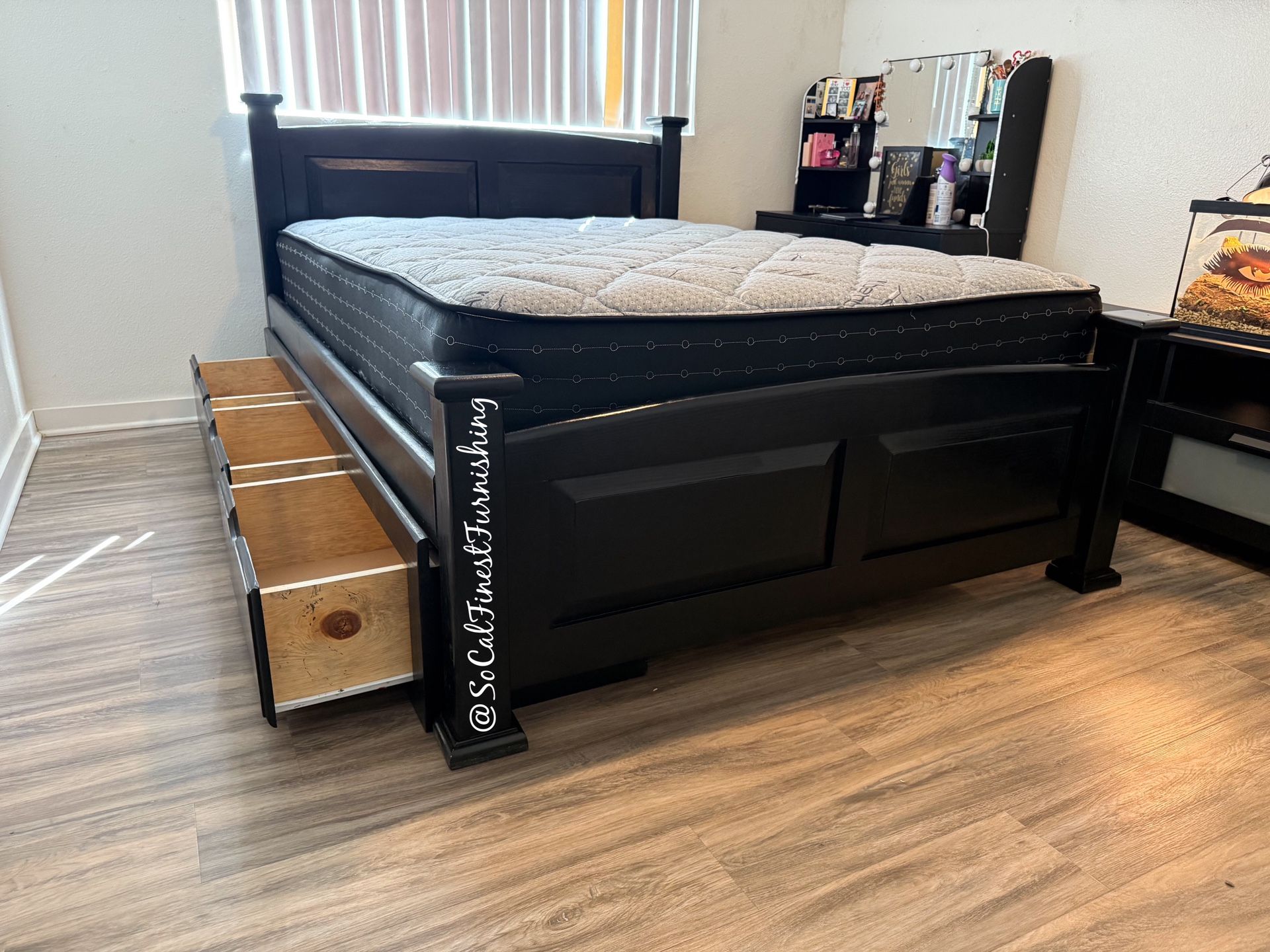 Black Queen bed with Drawers And Mattress,All Products : American Fashion Style Bags On Sale
