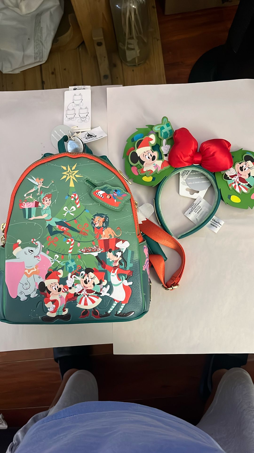 Disney Christmas Mickey And Minnie Lounge Fly Backpack With Matching Ears