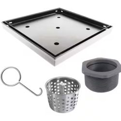 8 in. x 8 in. Stainless Steel Square Shower Drain with Tile Insert Drain Cover=P3-490