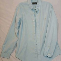 Polo Ralph Lauren Men’s Knit Oxford Aqua Long Sleeve Button Up Shirt 16 (34/35)