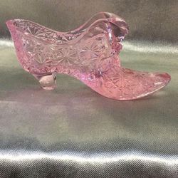 Vintage Pink Fenton Glass Shoe